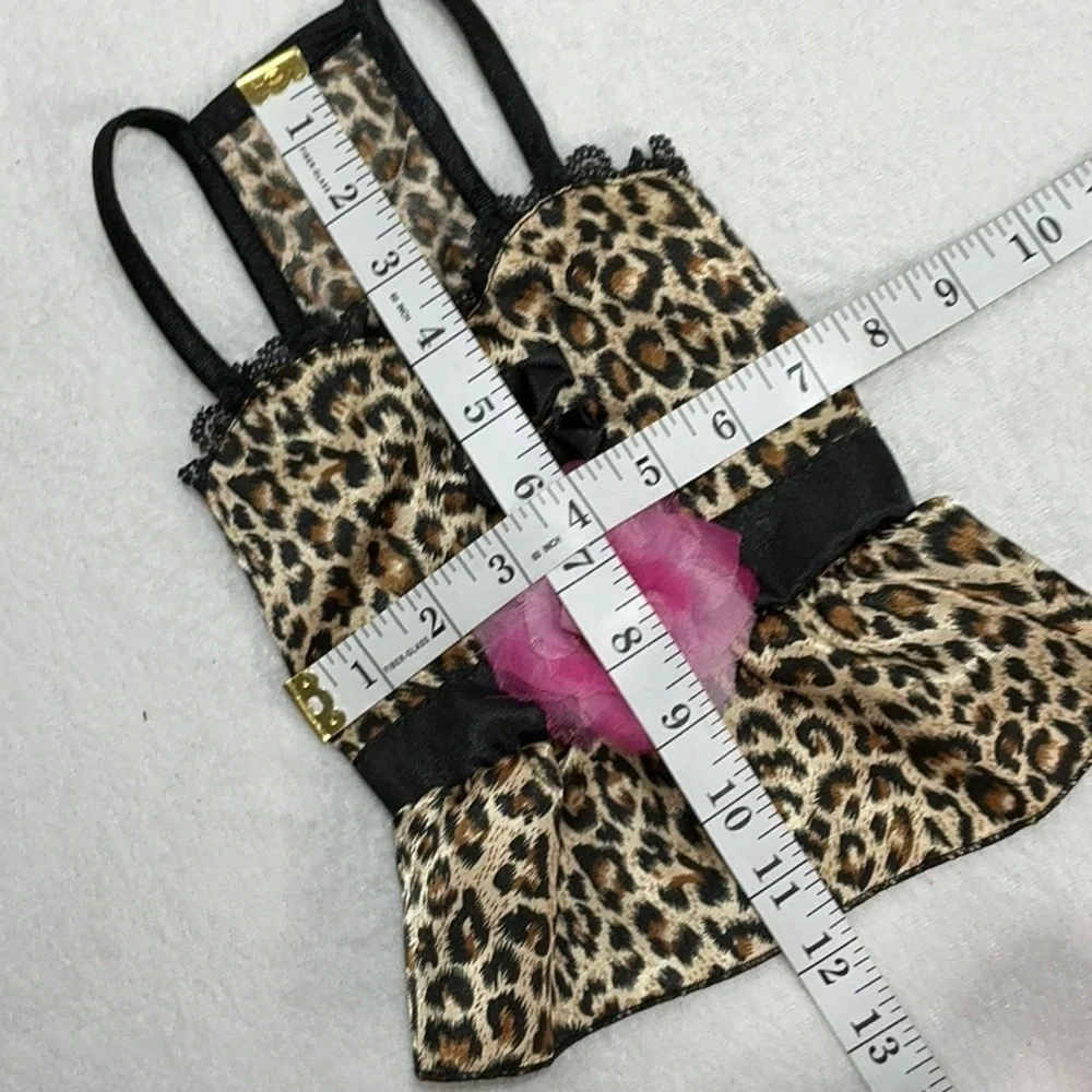 Leopard Print Dog Dress with Pink Flower